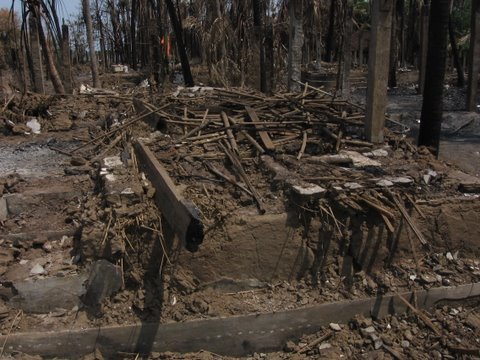 Il villaggio Pallipalem distrutto dal fuoco