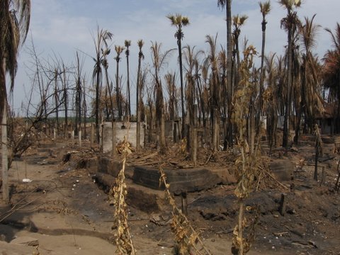 Il villaggio Pallipalem distrutto dal fuoco