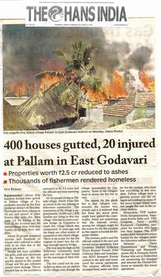 Articolo della stampa indiana relativo all'incendio